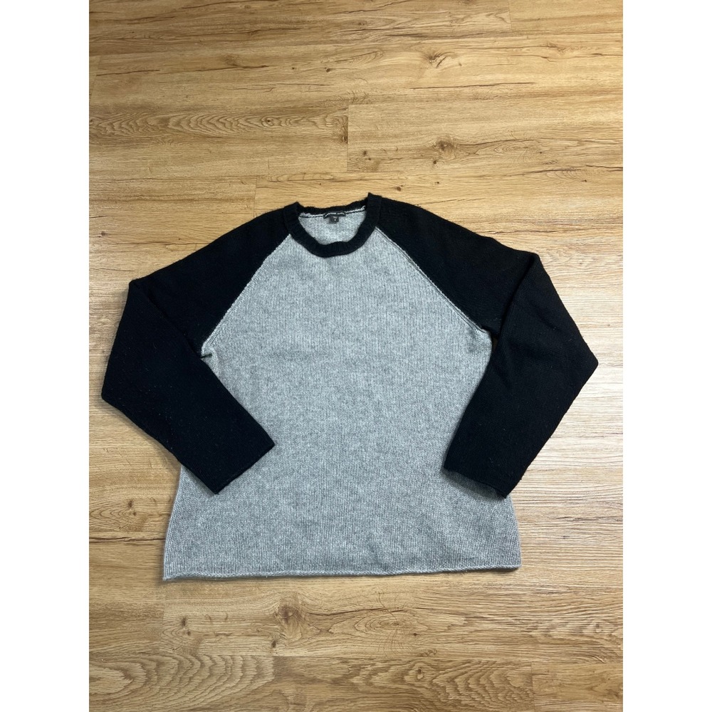 James Perse Womens 3 L 100% Cashmere Colorblock Raglan Crewneck Sweater Gray